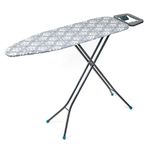 Beldray LA023995IKAT Folding Ironing Board - Compact Vertical Storage, 7 Variable Heights, Lightweight Collapsible Ironing Table For Left/Right Handed Use, Adjustable Iron Rest, 110 x 33cm, Grey Ikat