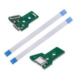 Create idea 2x Interface Board JDS-055 and 12 Pin Ribbon Cable Compatible with PS4 Pro and PS4 Slim Wireless Controller Replacement Charging Port Assemb