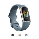 Fitbit Charge 5 Advanced Health and Fitness Tracker with Built-in Gps, Stress Management Tools, Sleep Tracking, 24/7 Heart Rate and More, Platinum/Mineral Blue, One Size (S L Bands Included)