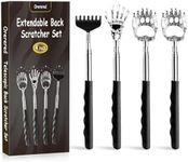 Orerered 4Pcs Back Scratcher for Men Women Adults, Extendable Back Massager Tool with Rubber Handles Birthday Gifts for Dad Mom Teens, Telescoping Back Scratcher with Beautiful Box