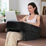 Weighted Idea Reading Pillow for Gaming, Meduim Arm Rest Pillow for Adult，Lap Desk Pillow Gaming Pillow with 2 Side Pockets for Gaming, Reading, Working Sitting in Bed Floor Sofa (Black)