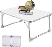 Small Folding Table Portable Folding Camping Picnic Table Lightweight Extra Strength Portable Indoor Outdoor Camping Tables That Fold up Lightweight,60CM Aluminum Table Garden BBQ Party Outdoor,White