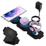 Pocket Wireless Charger for Samsung Android Phone, Fast Foldable Travel Wireless Charging Station Stand Compatible for Samsung Galaxy Watch/Buds Pro/for Samsung S23 Ultra/S22/S21/Z Flip 4/3 Fold 4/3