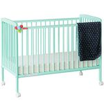 Fisher-Price Joy Baby Wooden Crib/Baby Cot (Sea Green, with Mattress)