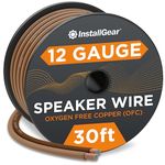 InstallGear 12 Gauge AWG 30ft Speaker Wire 99.9% Oxygen-Free Copper True Spec and Soft Touch Cable - Brown