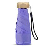 PRIME PICK Compact Travel Umbrella - Windproof & UV Protection Mini Umbrella with Anti-Slip Handle for Men, Women, & Kids - Lightweight, Foldable, 95% UV Block, Rain & Sun Coverage - Purple