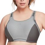 Glamorise Women's Full Figure Elite Performance Adjustable Wonderwire Sports Bra #9167, Grey, 16C