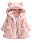 Mallimoda Girls Winter Warm Ear Hooded Faux Fur Fleece Jacket Coats Pink 7-8 Years