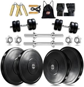 Fire Fitness 10KG Rubber Weight Plate Gym Set | Steel 14 inch Star Nut Dumbbell Rod & Full Accessories | Home Gym Combo for Strength Training & Workout