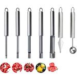 Kruvad 7 Pieces Best Stainless Steel Fruit Core Remover Tool Apple Corer Fruits Vegetables Jujube Pitter Seeds Removing Tools Set Kitchen Prep Tool