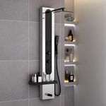 Plantex Shower Panel for Bathroom/304 Grade Stainless Steel Modern Shower System with Head Shower/Hand Shower & Massage Spray Jet for Bathroom - Pack of 1 (Chrome and Black, KM-8097)