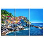 3 Pieces Cinque Terre Italy Coast Landscape Wall Art Mediterranean Sea Landscape Modern Painting Print On Canvas The Picture Artwork For The Living Room Home Decoration Giclee Artwork For Wall Decor