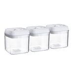 Argon Table Food Storage Containers with Airtight Flip Lock Lids - 500ml - White - 3 Pack - Plastic Kitchen Storage Tupperware Pantry Food Organiser for Cereal, Oats, Sugar, Coffee, Biscuits, Tea