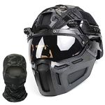 TRCTIC Airsoft FAST Tactical Helmet with Multicam Helmet Cover Full Face Paintball Mask and Goggles Set for Outdoor Hunting CS Military CBQ Game