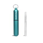 The Last Co. Reusable + Portable Telescopic Stainless Steel Straw with Keychain Case (Mint Turquoise)