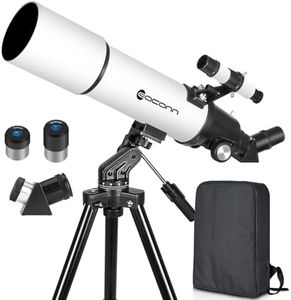 Telescopes for Adults Astronomy, 80mm Aperture 600mm Refractor Telescope for Kids & Beginners, Compact and Portable Travel Telescopio with Backpack