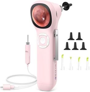 ScopeAround Digital Otoscope w/IPS Screen, 720p HD Smart Video Otoscope with Light, Ear Scope Otoscope with Camera Ear Wax Removal Camera, Ear Checker, Power On and Go, Pink