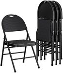 COSCO Commercial XL Comfort Fabric Padded Metal Folding Chair with Contoured Seat Back, 300 lb. Weight Rating, Triple Braced, Black, 4-Pack