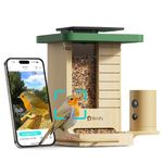 Bird Feeder Camera, Birdfy Smart Wooden Bird Feeder with Camera, Solar Powered, AI Bird Identification 6000+ Species, 1080P Video, Weatherproof Outdoor, App Live View, Stream to YouTube & Facebook