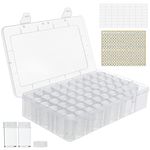 Kurtzy 60 Pack Clear Plastic Bead Storage Organiser Box with Removable Containers - 10ml Compartments with Lids - Diamond Dot Painting Beads, Jewellery, DIY Nail Art, Earrings, Glitter & Embroidery