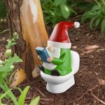 Loyzcy Christmas Gnomes Figurines, Christmas Decorations Indoor, Resin Gnome Gifts, Funny Elf Sculpture Play Phone on The Toilet, Whimsical Decor for Home Bathroom Desk Shelf