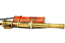 Brass Nautical - 18 inches Antique Telescope / Spyglass Replica in Leather Box (Dollond London's)