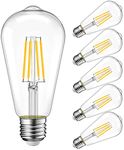 Berelli 6-Pack LED Edison Light Bulbs - ST64-6W (60W Equivalent) - E26 Base - 2700K Warm White - CRI Above 90+ - Energy Saver - Ultra Durable (4W - 2700K, 6 Count (Pack of 1))