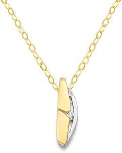 Miore 9ct Two Colour Gold women's Necklace Diamond Pendant on 45cm Chain MH9090N, Diamond