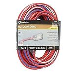 Southwire 2549SWUSA1 100-Feet Contractor Grade; 12/3 Extension Cord with Lighted End; Red White and Blue American Made Extension Cord Indoor and Outdoor Use Water Resistant Flexible Jacket