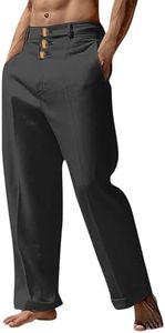 RTTUIOP Men's Cotton Linen Pants Solid Color Harem Pants Casual Capri Pants Lightweight Loose 3/4 Shorts Drawstring Elastic Waist Beach Yoga Trousers Summer Pants 2024