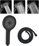 Decaura 3-Mode Handheld Shower Head with 150cm Shower Hose Soft Spray Luxury Massage (Black with Hose)