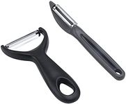 Social Chef 2-Piece Vegetable Peeler Set- Set of 2 Stainless Steel Blade Vegetable Peelers Set - Y Peeler and Swivel Peeler for Peeling Potatoes, Vegetables and Fruits (Black)