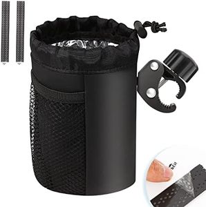 Upenty Bike Water Bottle Holder with Cellphone Holder, Black Motorcycle Cup Holder with Clamp, Universal Bicycle Handlebar Drink Holder for Bikes, ATV/Utv, Scooter, Boat,Walker,No Screws for Kids