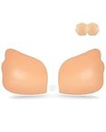 Niidor Adhesive Bra Sticky Bra Wing-Shape Reusable Strapless Backless Bra Invisible Push up Silicone Bra for Women Beige