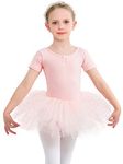 Gorchnc Ballet Outfits for Girls Ballet Dress Ballet Tutus for Toddlers Short Sleeve Ballet Dance Leotards with Skirt Pink