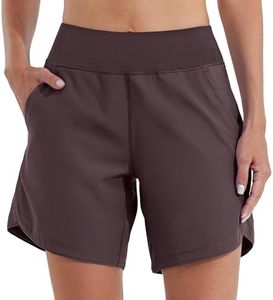 Willit Women's 7" Swim Board Shorts Quick Dry Beach Swimming Shorts UPF 50+ High Waisted Liner Pockets Wine Size 6