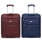 Flight Knight Set of 2 Luggage 56x45x25cm easyJet & British Airways Large Carry On Approved & Tested Maximum Size Hand Luggage Case - 2 Wheels - Ultra Lightweight Durable Soft Hand Case Textile