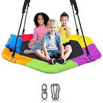 40 Inch Flying Saucer Tree Swing for Kids - Indoor Outdoor Swingset Toys - 700 Lbs Sensory Web Tire Swings - Durable Frame, Waterproof Yard Swings Set - 2 Tree Straps, 2 Carabiners, 1 Swivel