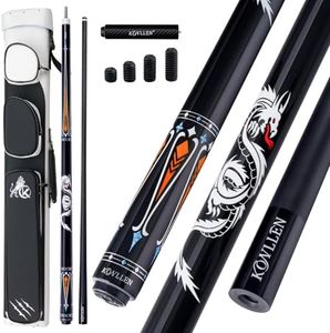 KONLLEN Carbon Fiber Pool Cue 2.0, 58-inch Low Deflection Billiard Stick for Adults with 12.5mm Tip and Pro Taper