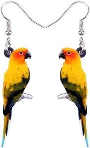 WEVENI Acrylic Australian Parrot Earrings Red Bird Dangle Drop Jewelry For Women Girls Nice Gift (Orange)