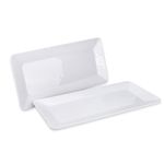 Yalin Rectangle Large Serving Platter, 17 Inch Melamine Serving Tray, Great for Restaurant, Steak, Salad and Everyday, Set of 2 White Dinner Plates (Rectangle)