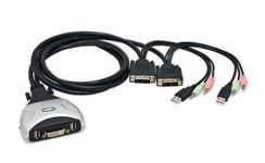 Syba SY-KVM20075 2 Port Dvi Plus USB Kvm Switch with Audio and Mic Support