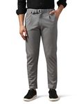 TOPLOT Men's Regular Casual Pants (Belt-Trouser-5173-Silver-36) Light Grey