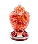 Hummingbird Feeder with Perch - Hand Blown Glass - 38 Fluid Ounces Blue Hummingbird Nectar Capacity Including Hanging Wires and Moat Hook Orange