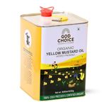 God Choice Organic Farms – Organic Yellow Mustard Oil (5 Litre, Tin) | 100% Wood Cold Pressed | Certified Organic | Made In Small Batches | Unrefined/ Single Filtered | Additive Free| Preservative Free| Lab tested.