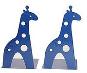 21CM Cute Cartoon Fashion Hollow Giraffe Bookend Kids Book End Nonskid Iron Metal Bookends Library School Office Home Study Book End Gifts (Blue)