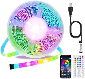 TV LED Lights, 5m USB TV Backlights Lighting for 55-70 inch TV with Remote and APP Control Bluetooth Music Sync Color Changing RGB Led Strip Lights for Home TV Christmas Decoration