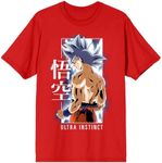 Dragon Ball Super Ultra Instinct Goku Men's Red Crew Neck Short Sleeve T-Shirt-Small