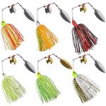 Bass Fishing Lures Spinnerbaits Kit, 6pcs Hard Metal Spinner Baits Buzzbait Swimbait Jigs Hook Fishing Lure for Bass Pike Trout Salmon Multicolor