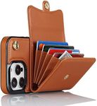 GoshukunTech for iPhone 13 Pro Max Case,Wallet Case Card Holders for iPhone 13 Pro Max,PU Leather Card Slots Case Cover Kickstand Feature with Strap Wrist & Lanyard [Brown]